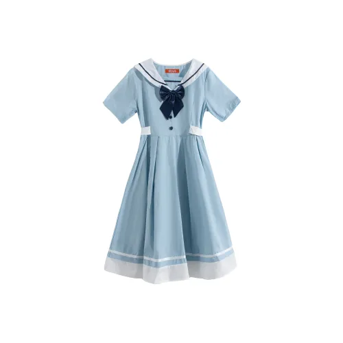 RTNH Короткий рукав Платье Женское Светло-синий