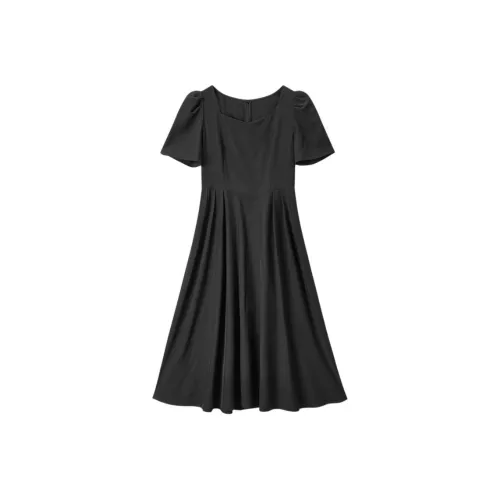 EICHITOO SS24 Короткое платье с короткими рукавами женское черное