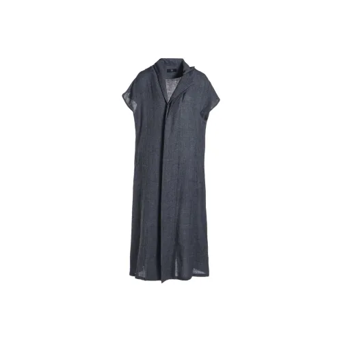 Yohji Yamamoto Серый Женские Короткие Платья с Короткими Рукавами