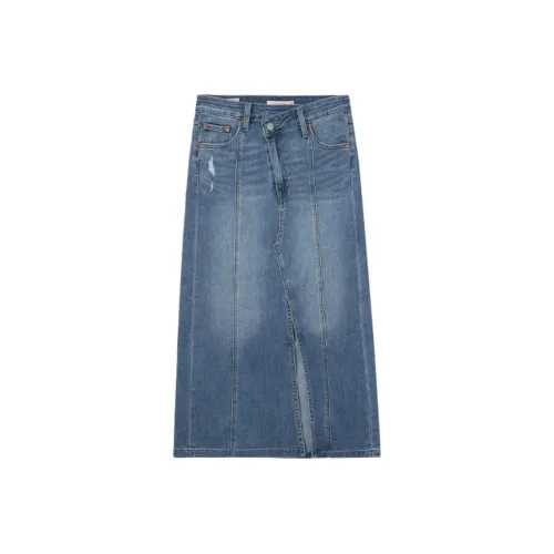 Levi's Деним Длинная Юбка Женская Синяя