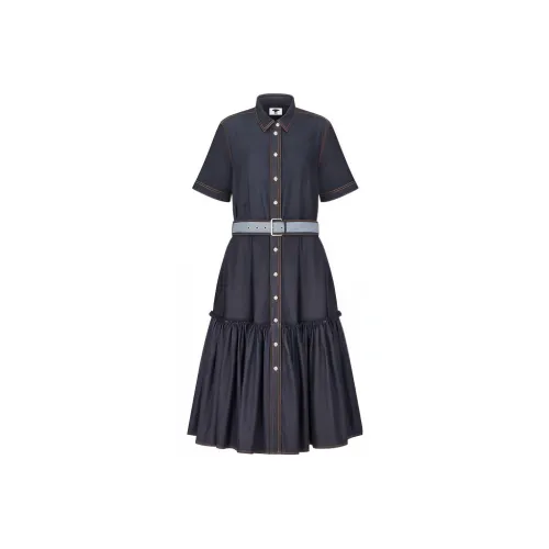 DIOR FW22 Короткий рукав Платье Женское Темно-синий