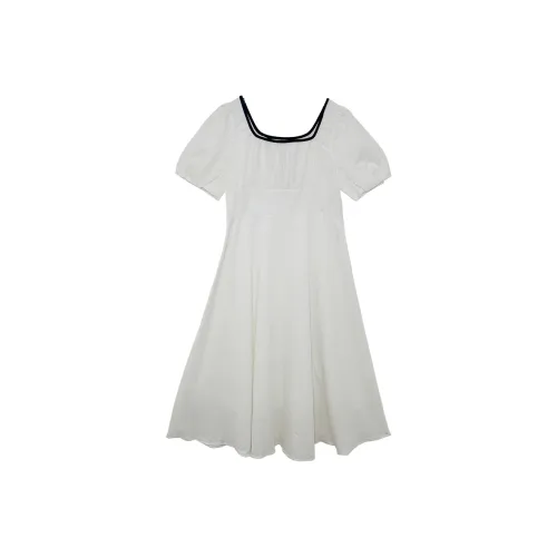 Icicofficial Короткий рукав Платье Женское Белое