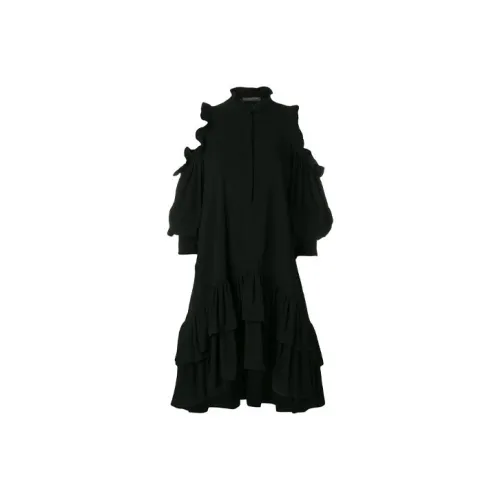 Alexander McQueen Длинное платье с длинными рукавами женское черное