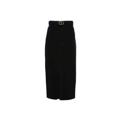 TWINSET Milano SS24 Denim Длинная Юбка Женская Черная