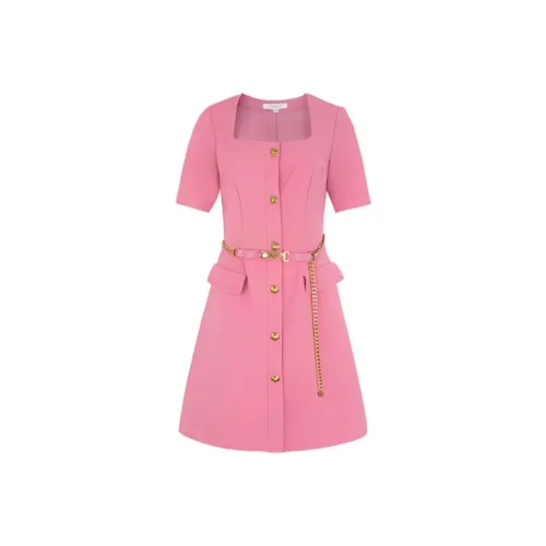 Anmani Короткий рукав Платье Женское Розовый Фиолетовый