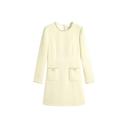 Famanxuan Длинное платье с длинными рукавами женское с блеском Dubei желтый