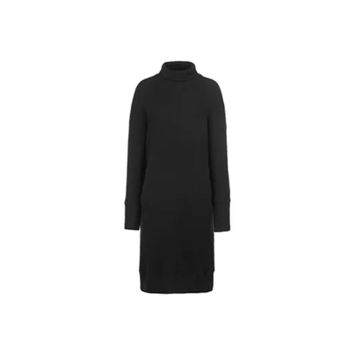 Yohji Yamamoto Черные Женские Длинные Платья с Длинными Рукавами