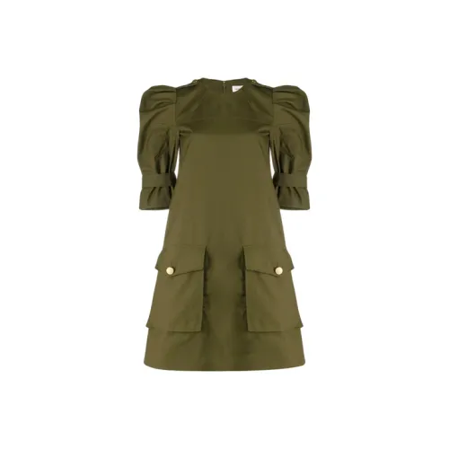 Alexander McQueen Green Женские Короткие Платья с Рукавами