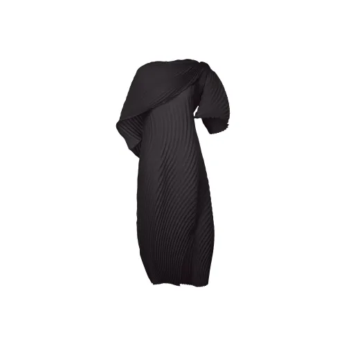 ISSEY MIYAKE SS24 Короткое платье с короткими рукавами женское полночный синий