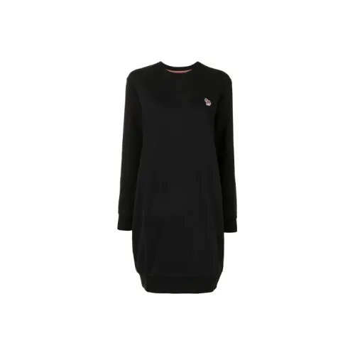 Paul Smith Paul Smith Zebra Logo Series Черное Женское Длинное Платье с Рукавами