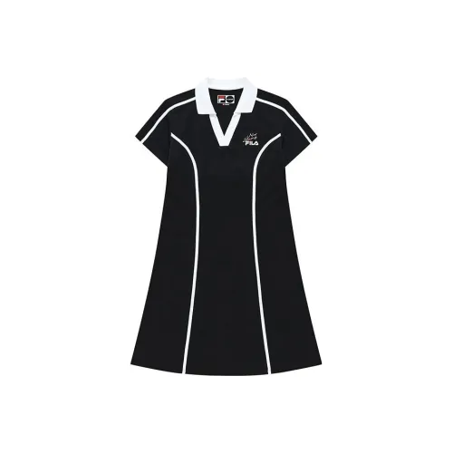 FILA FUSION Короткий рукав Платье Женское Темно-черное