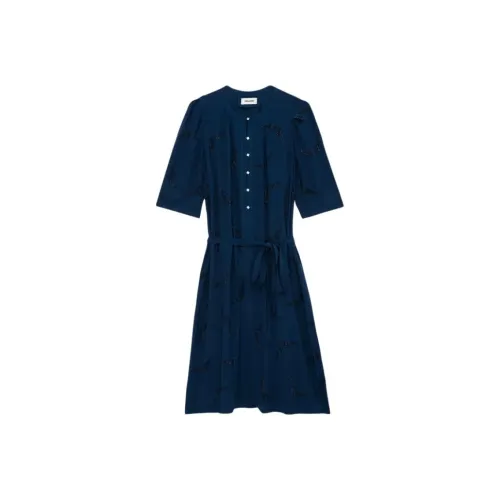 Zadig Voltaire Короткий рукав Платье Женское Синее