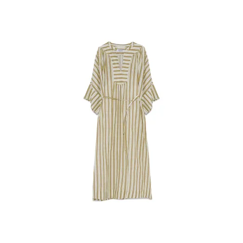 Yves Salomon SS24 Длинное платье с длинными рукавами женское желтое