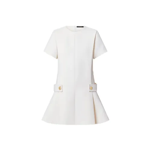 LOUIS VUITTON Короткое платье с короткими рукавами женское белое