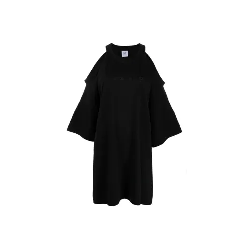 Vetements Черное Женское Длинное Платье с Рукавами