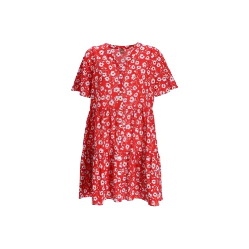 HUGO BOSS Red Женские Короткие Платья с Рукавами