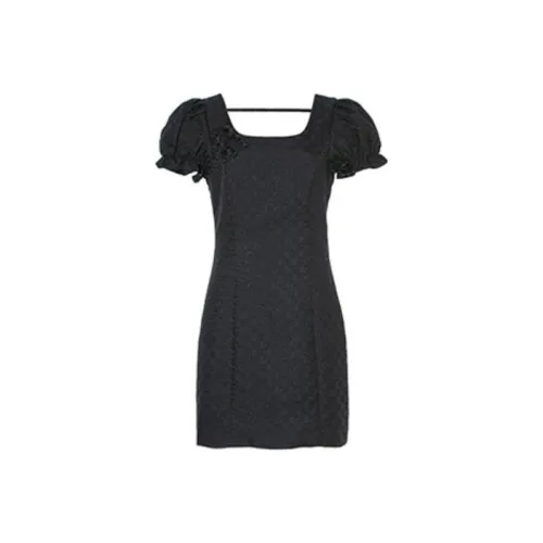 LOFT SHINE Черное Женское Короткое Платье с Рукавами