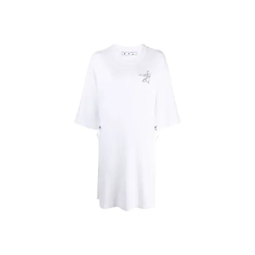 Off Белый FW20 Белый Женские Короткие Платья с Рукавами