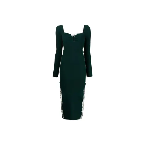 Self Портрет Зеленый Женские Длинные Платья с Рукавами