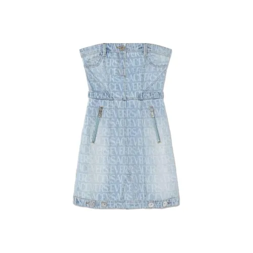 VERSACE Синие Женские Платья без рукавов