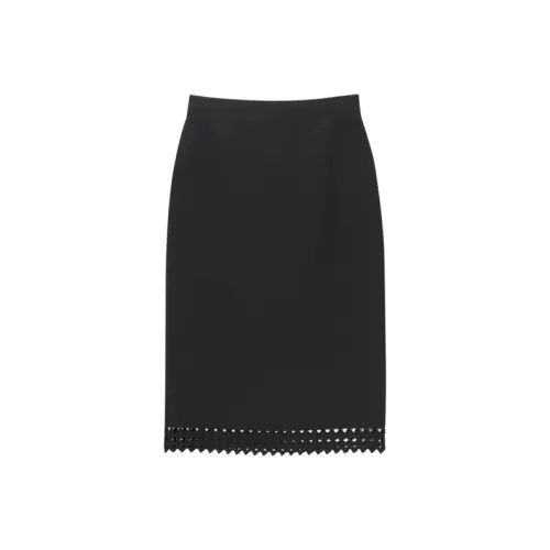 OVV Черная однотонная 04 женская вязаная длинная юбка