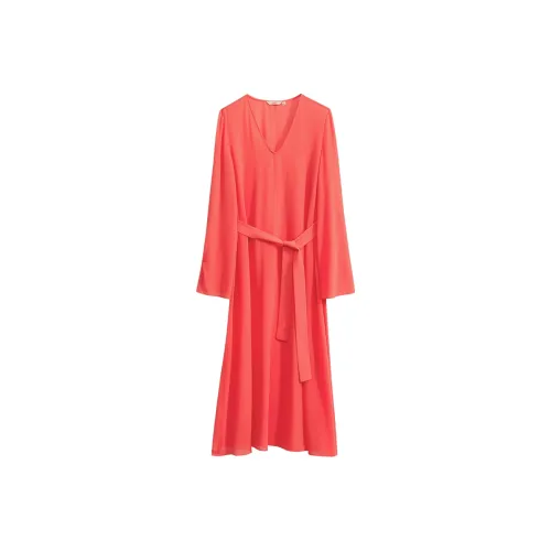 AMII Длинное платье с длинными рукавами женское арбузно-розовый красный