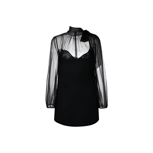 Valentino Длинное платье с длинными рукавами женское черное