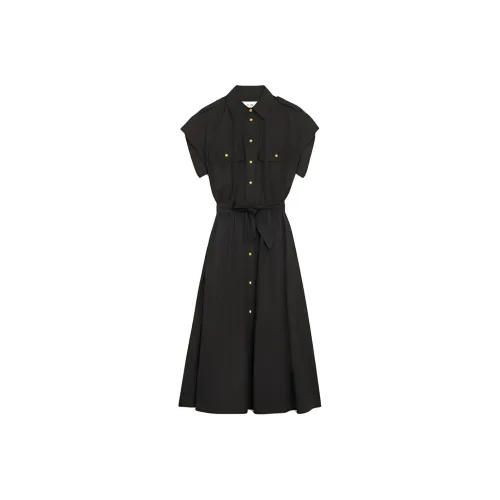 CELINE Черное Женское Короткое Платье с Рукавами