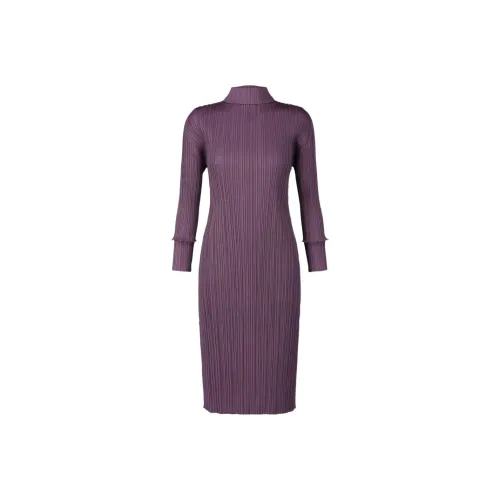 PLEATS PLEASE ISSEY MIYAKE Темно-фиолетовый Женские Длинные Платья с Рукавами