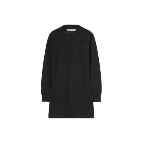 PALM ANGELS Черное Женское Длинное Платье с Рукавами