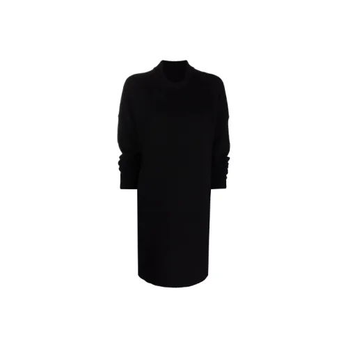 RICK OWENS Черное Женское Длинное Платье с Рукавами