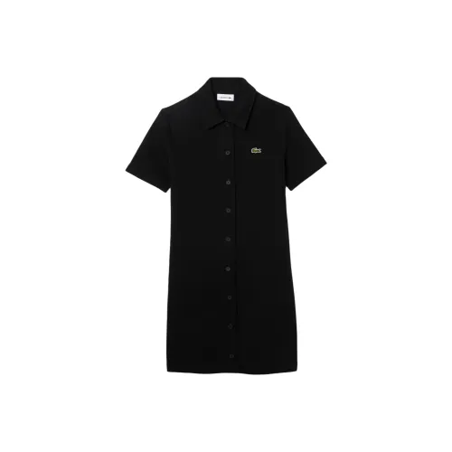LACOSTE Черное Женское Платье с Коротким Рукавом