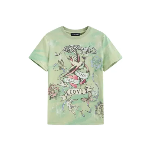 Ed Hardy Оливково-зеленая Женская футболка