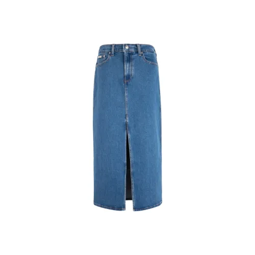 CALVIN KLEIN Деним Длинный Юбка Женская Джинсовый Синий