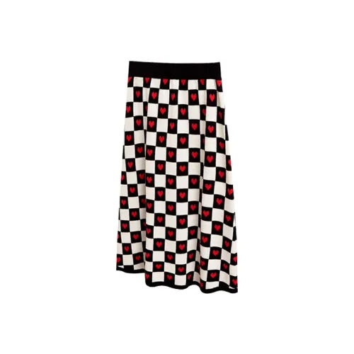 Olrain Шахматный узор Женские Вязаные Длинные Юбки
