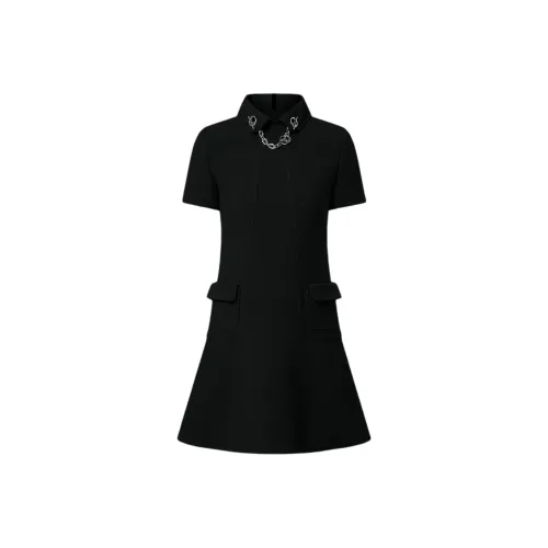 LOUIS VUITTON Короткое платье с короткими рукавами женское черное