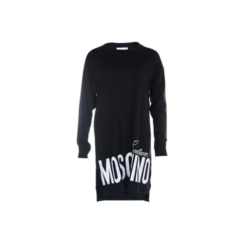 MOSCHINO Черное Женское Длинное Платье с Рукавами