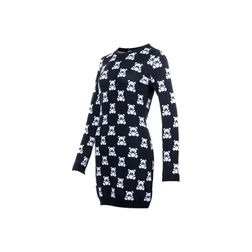 MOSCHINO Черное Женское Длинное Платье с Рукавами