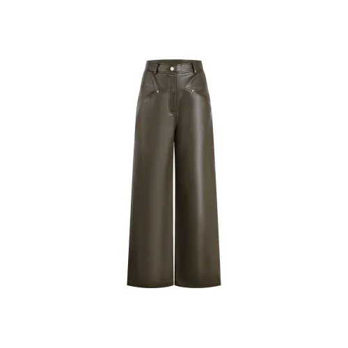 THE SEA LIFE Кожаные брюки женские цвет какао-коричневый