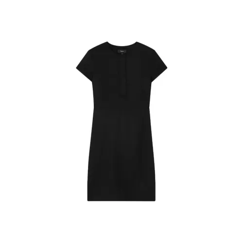 Theory Черное Женское Короткое Платье с Рукавами