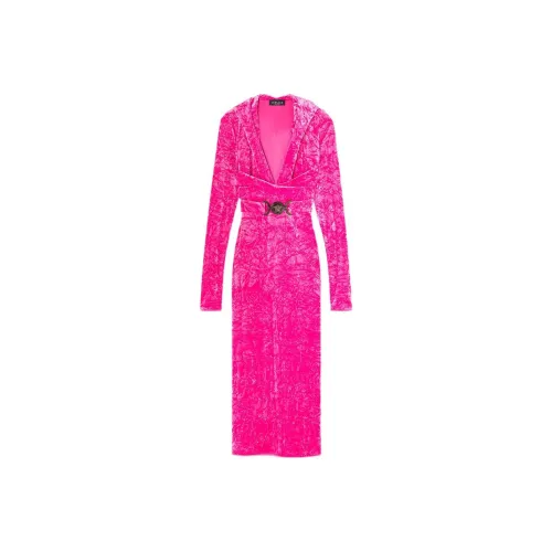 VERSACE FW22 Длинное платье с длинными рукавами женское розовое