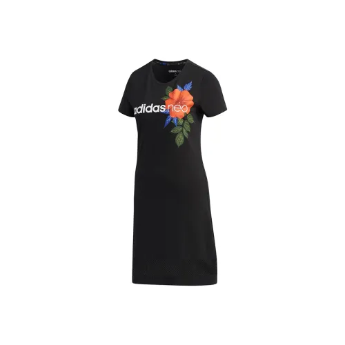 Adidas Neo Короткий рукав Платье Женское Черное