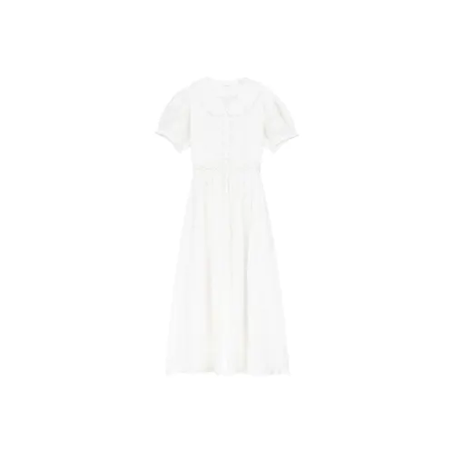 DOEN Phoebe Платье Короткое с короткими рукавами Женское Белое