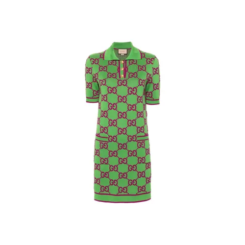 GUCCI Короткий рукав Платье Женское Зеленое