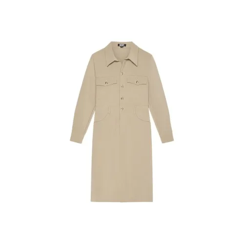 DKNY Длинное платье с длинными рукавами женское светло-абрикосовое