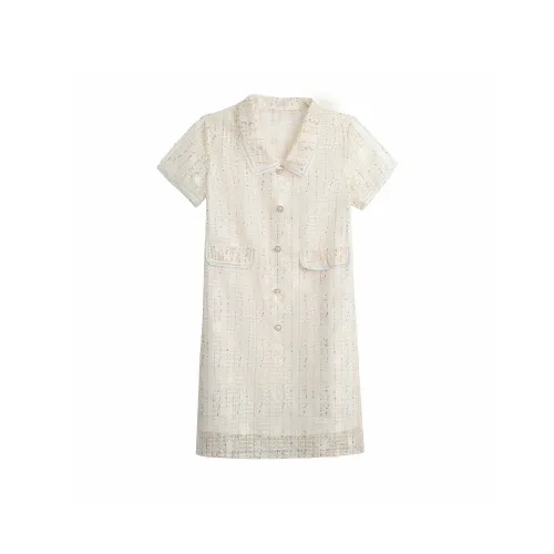 EIDOLON GRAIN Короткий рукав Платье Женское Белое