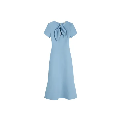 SCANLAN THEODORE Crepe KNIT Cravat Платье Короткий Рукав Платье Женские Riviera Лазурный