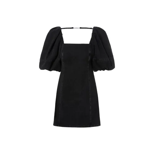 MOCO Короткий рукав платье женское джинсовый черный