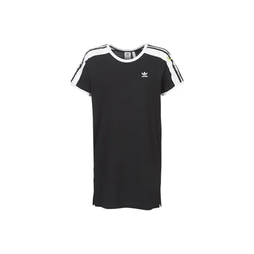 Adidas Originals Короткий рукав Платье Женское Черное