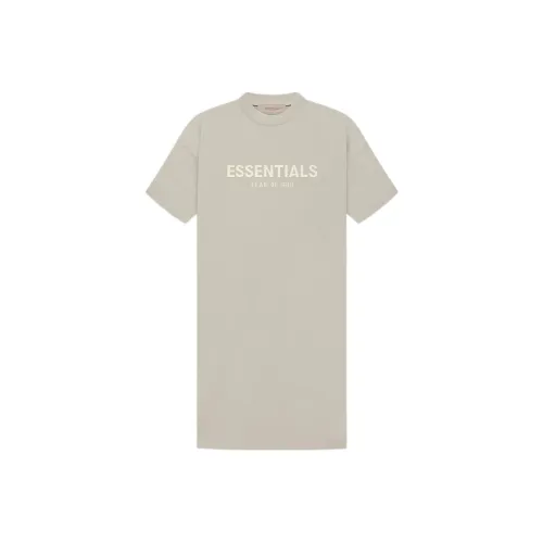 Fear of God Essentials Зеленые Женские Короткие Платья с Рукавами